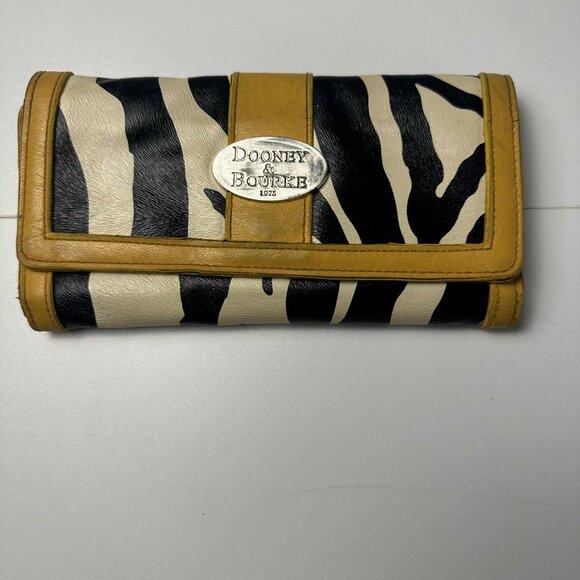 Dooney & Bourke Zebra Print and Yellow Leather Wallet – 8"x 4.25" - Picture 1 of 13